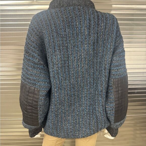 Loewe Wool Alpaca Anagram Dark Blue White Cowl Neck Sweater 56 Men’s Extra Large - Picture 7 of 11